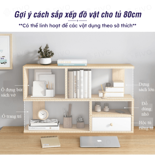 Chi tiết gợi ý cách sắp xếp cho tủ kệ sách FB20