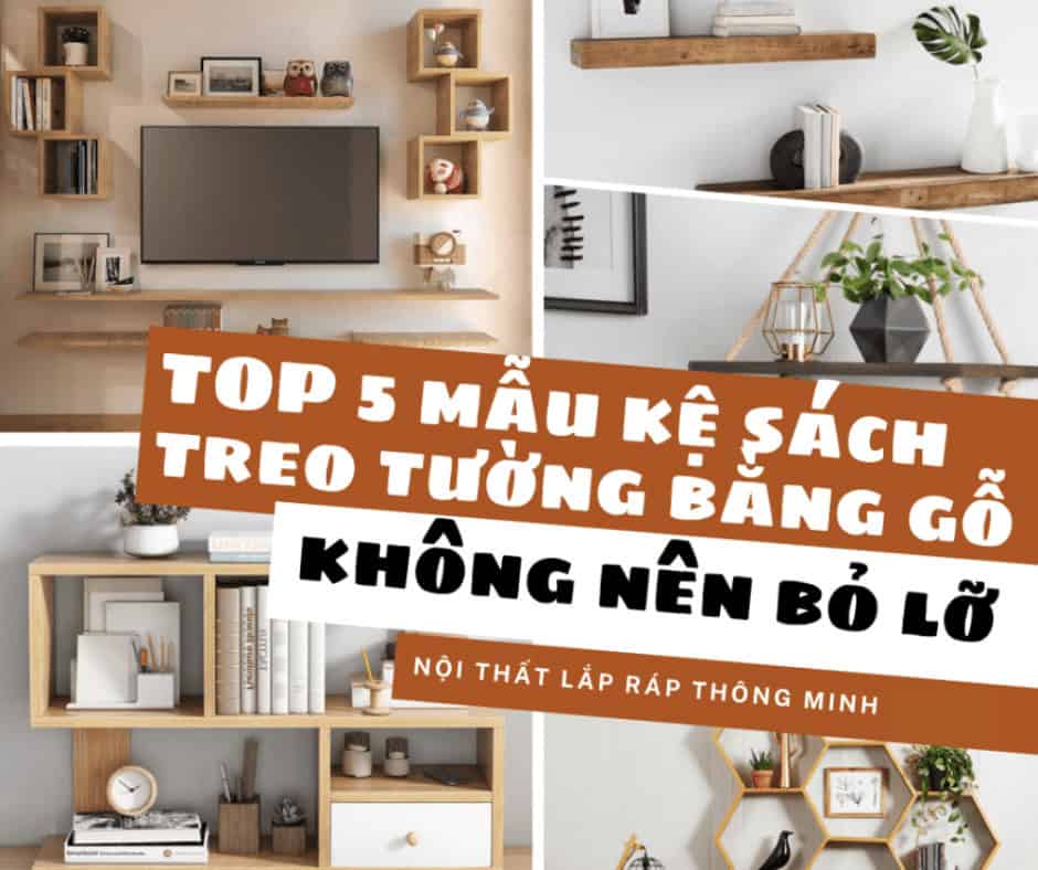 kệ sách treo tường bằng gỗ