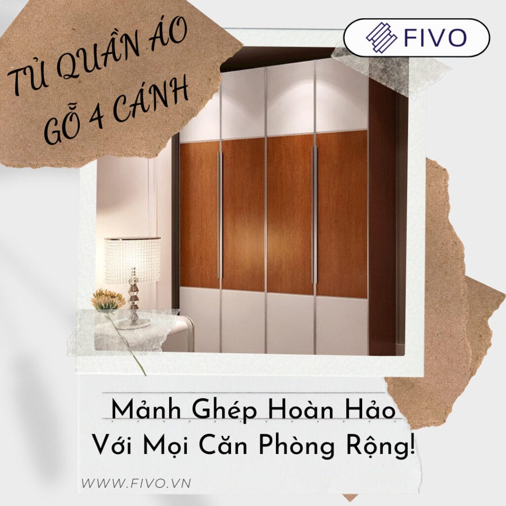 TỦ QUẦN ÁO GỖ 4 CÁNH